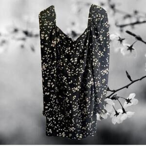 Misguided 10 long sleeve black and white faux wrap lightweight polyester dress